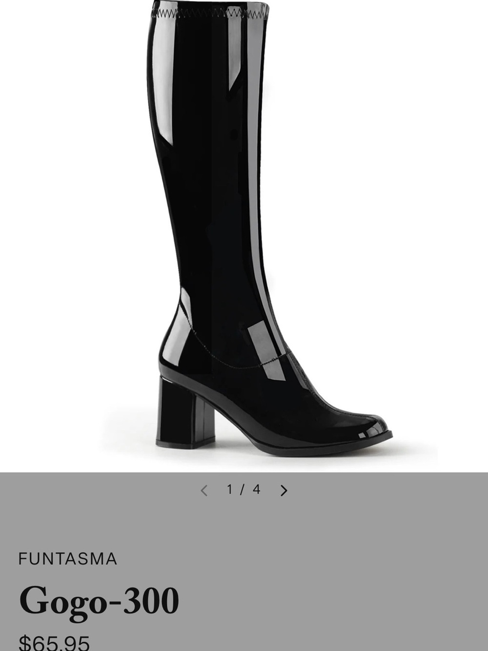 Funtasma Gogo-300 Black Patent Knee-High Block Heel Boots